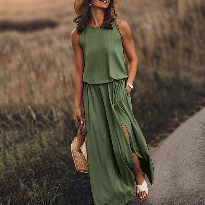 Kariela | Elegant Maxi Dress for Women with Side Slit | Sleeveless