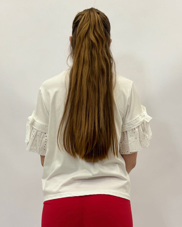 Rozanne™  |  soft luxurious fabrics T-shirt Guipure Sleeves