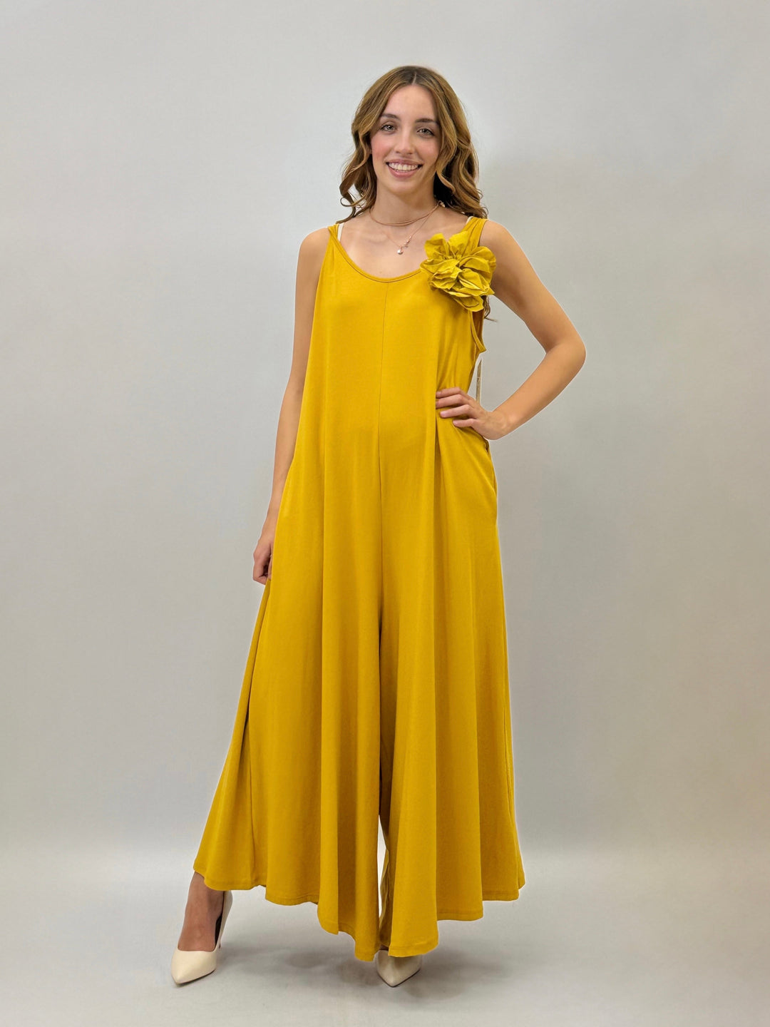 Dominique™  |  Jumpsuit Flower Detail