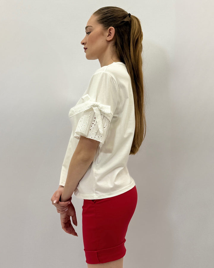 Rozanne™  |  soft luxurious fabrics T-shirt Guipure Sleeves