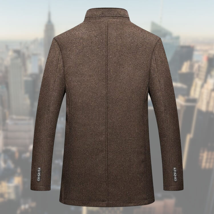 Men's Winter Coat in Wool Blend with Removable Vest – Mid-Length Overcoat