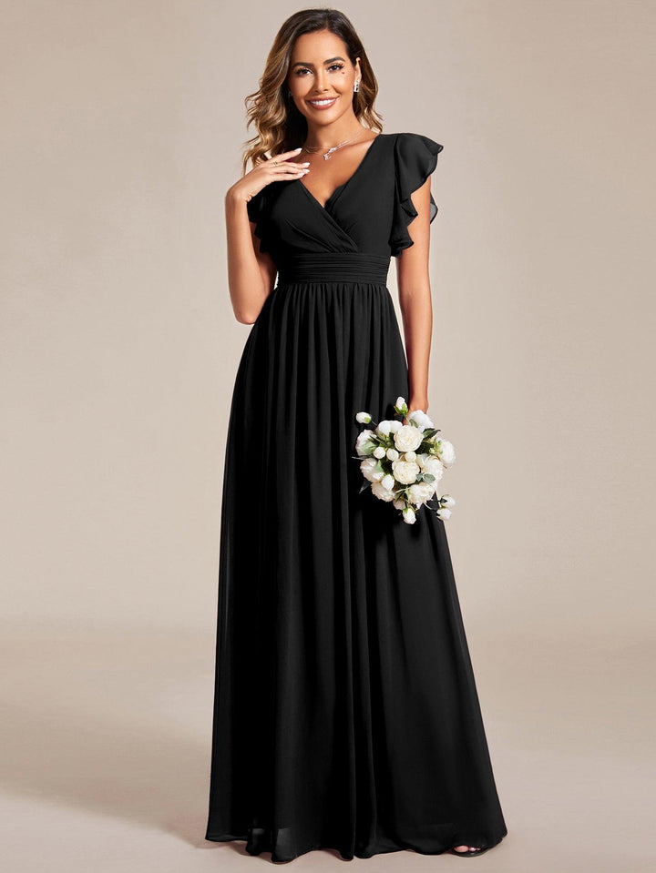 Elegant Open Back Long Chiffon Bridesmaid Dress - Elena Harper