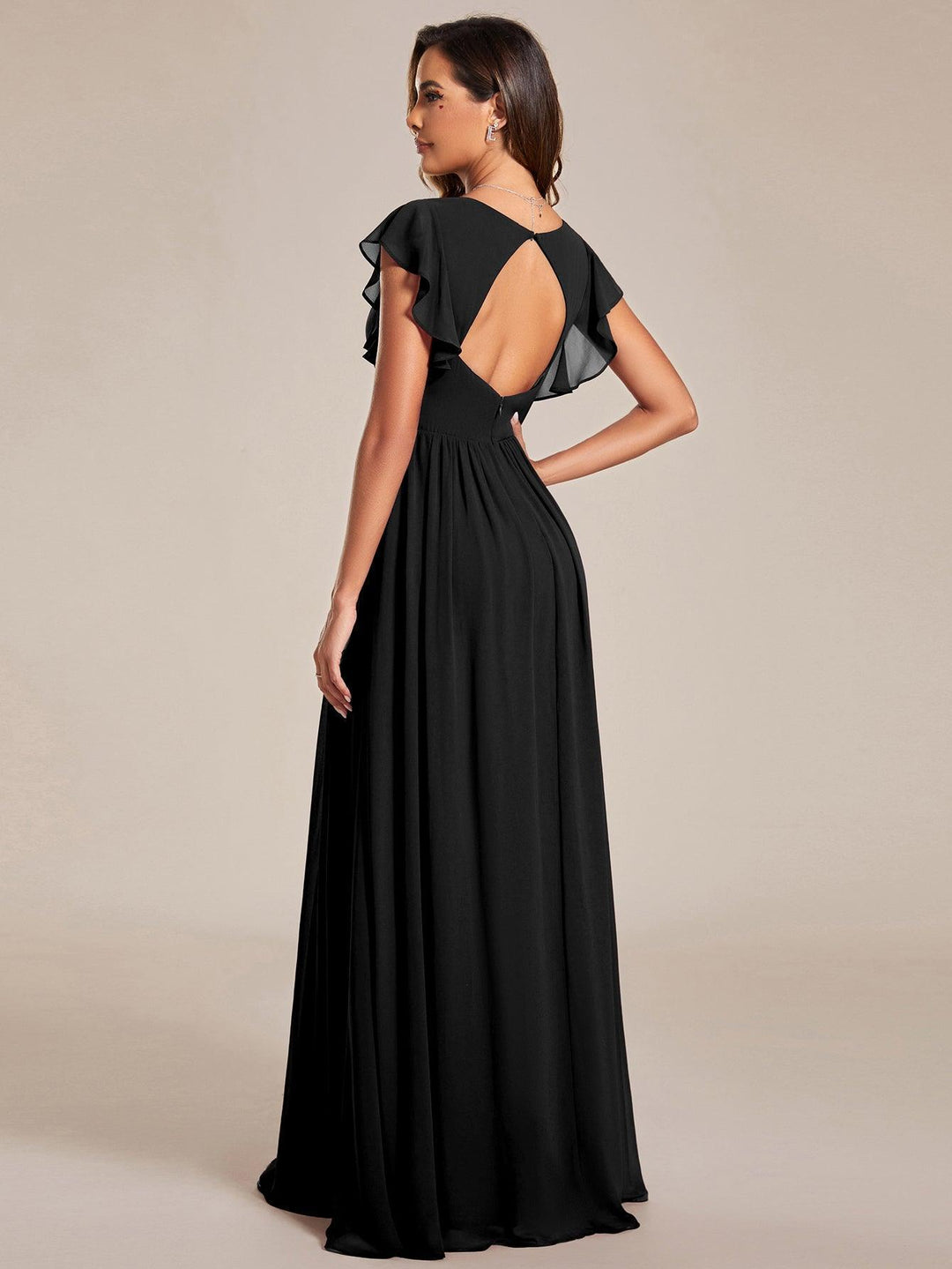 Elegant Open Back Long Chiffon Bridesmaid Dress - Elena Harper