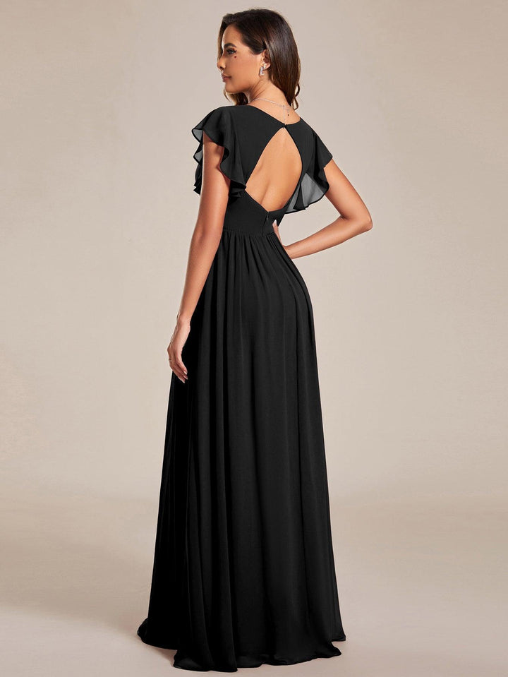 Elegant Open Back Long Chiffon Bridesmaid Dress - Elena Harper