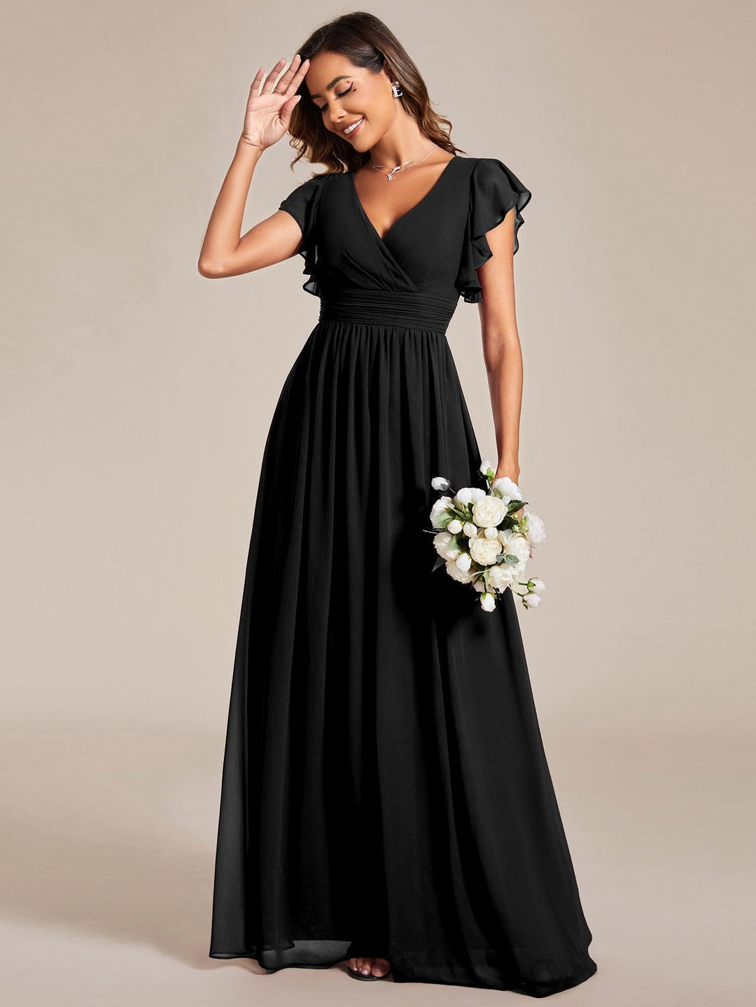 Elegant Open Back Long Chiffon Bridesmaid Dress - Elena Harper