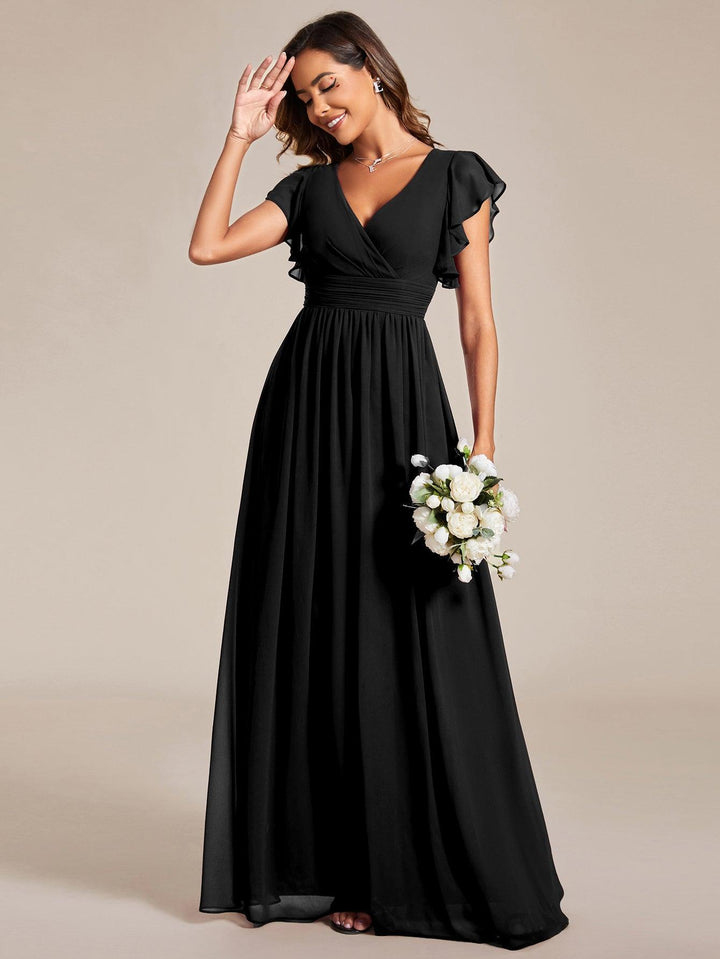 Elegant Open Back Long Chiffon Bridesmaid Dress - Elena Harper