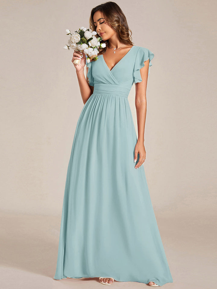 Elegant Open Back Long Chiffon Bridesmaid Dress - Elena Harper