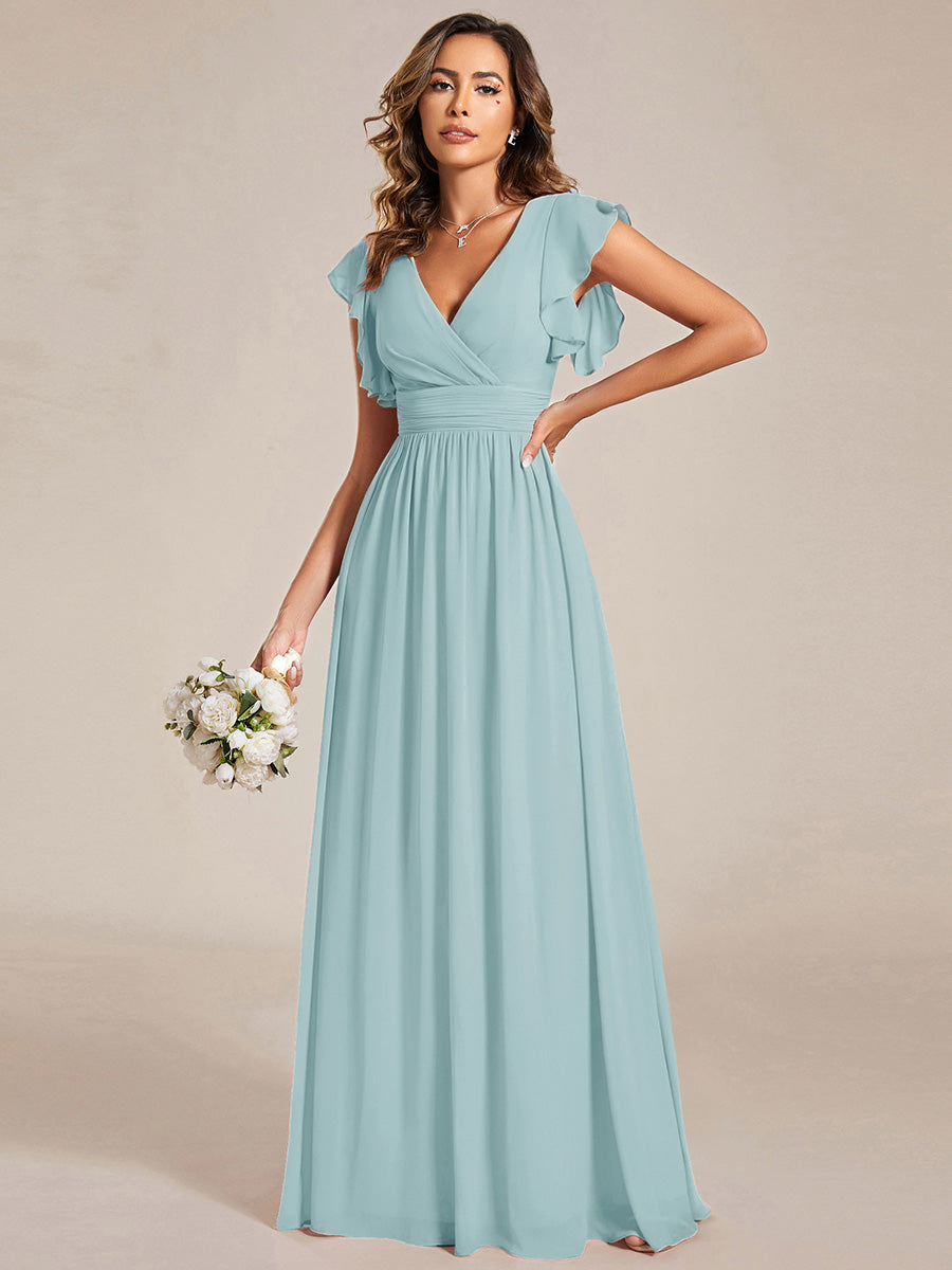 Elegant Open Back Long Chiffon Bridesmaid Dress - Elena Harper