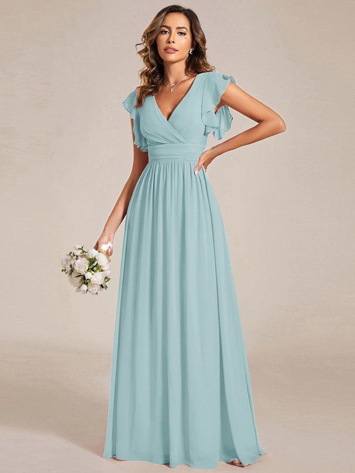 Elegant Open Back Long Chiffon Bridesmaid Dress - Elena Harper