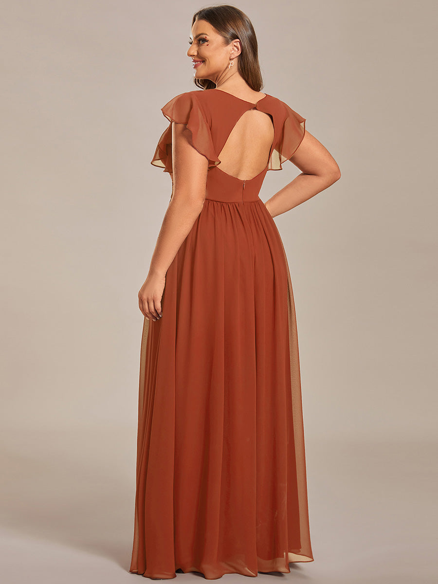 Elegant Open Back Long Chiffon Bridesmaid Dress - Elena Harper