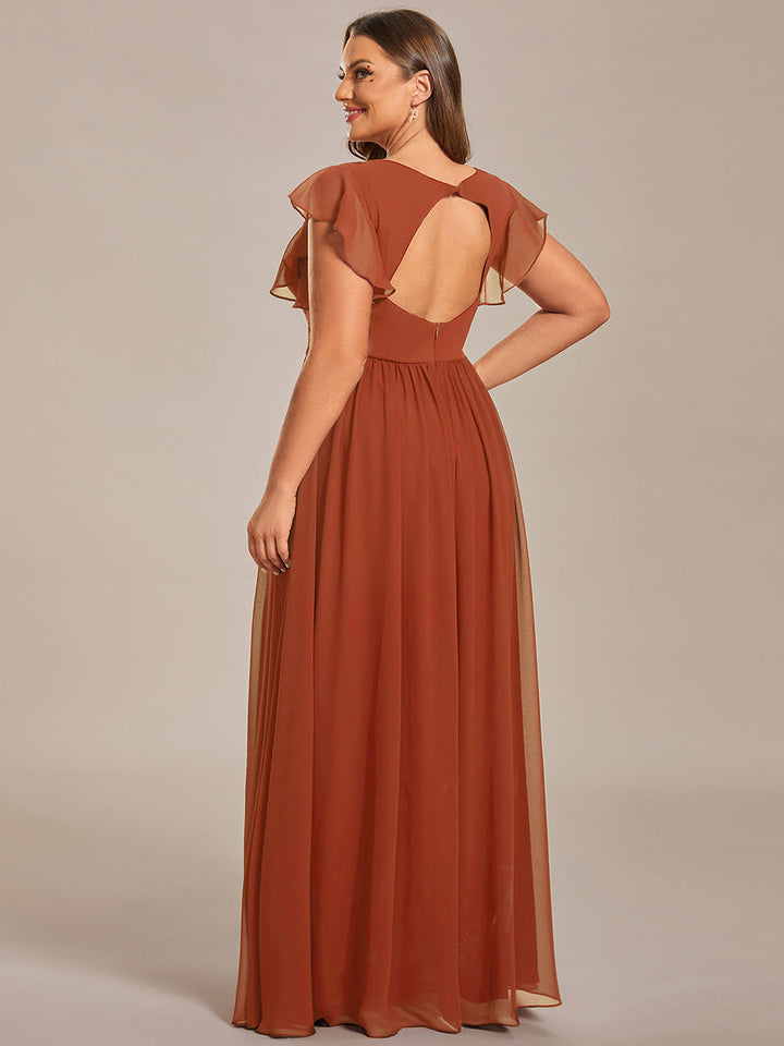 Elegant Open Back Long Chiffon Bridesmaid Dress - Elena Harper