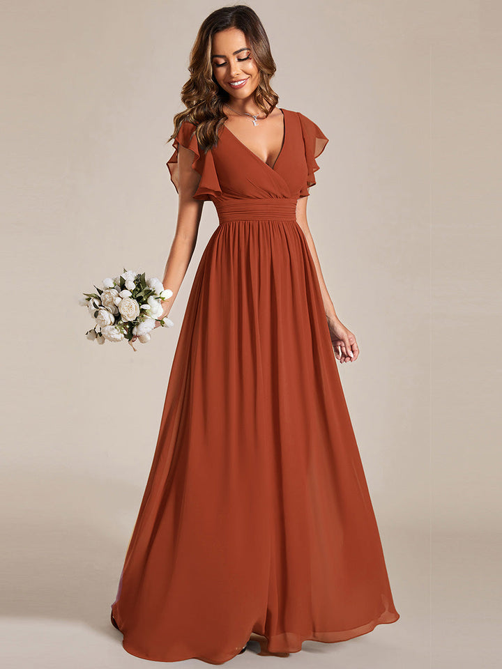 Elegant Open Back Long Chiffon Bridesmaid Dress - Elena Harper