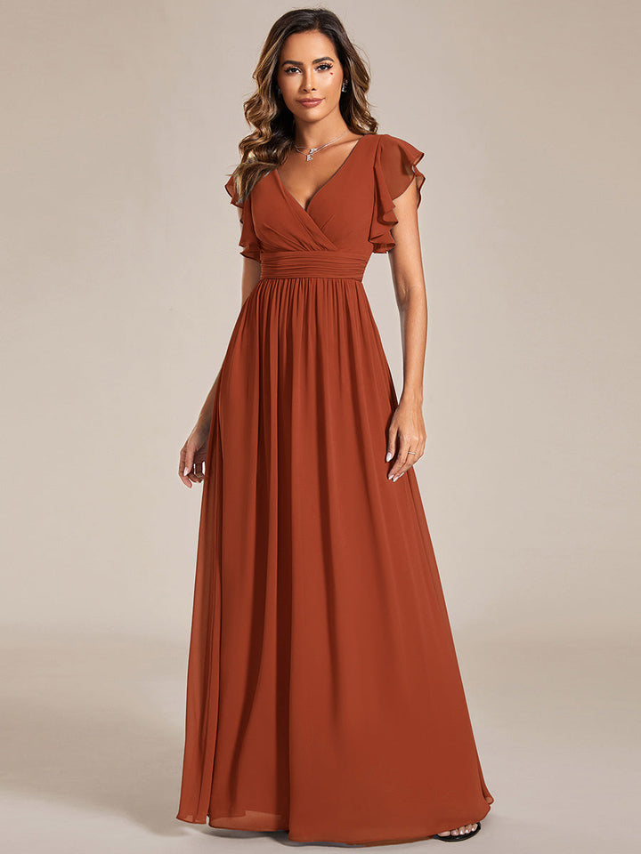Elegant Open Back Long Chiffon Bridesmaid Dress - Elena Harper