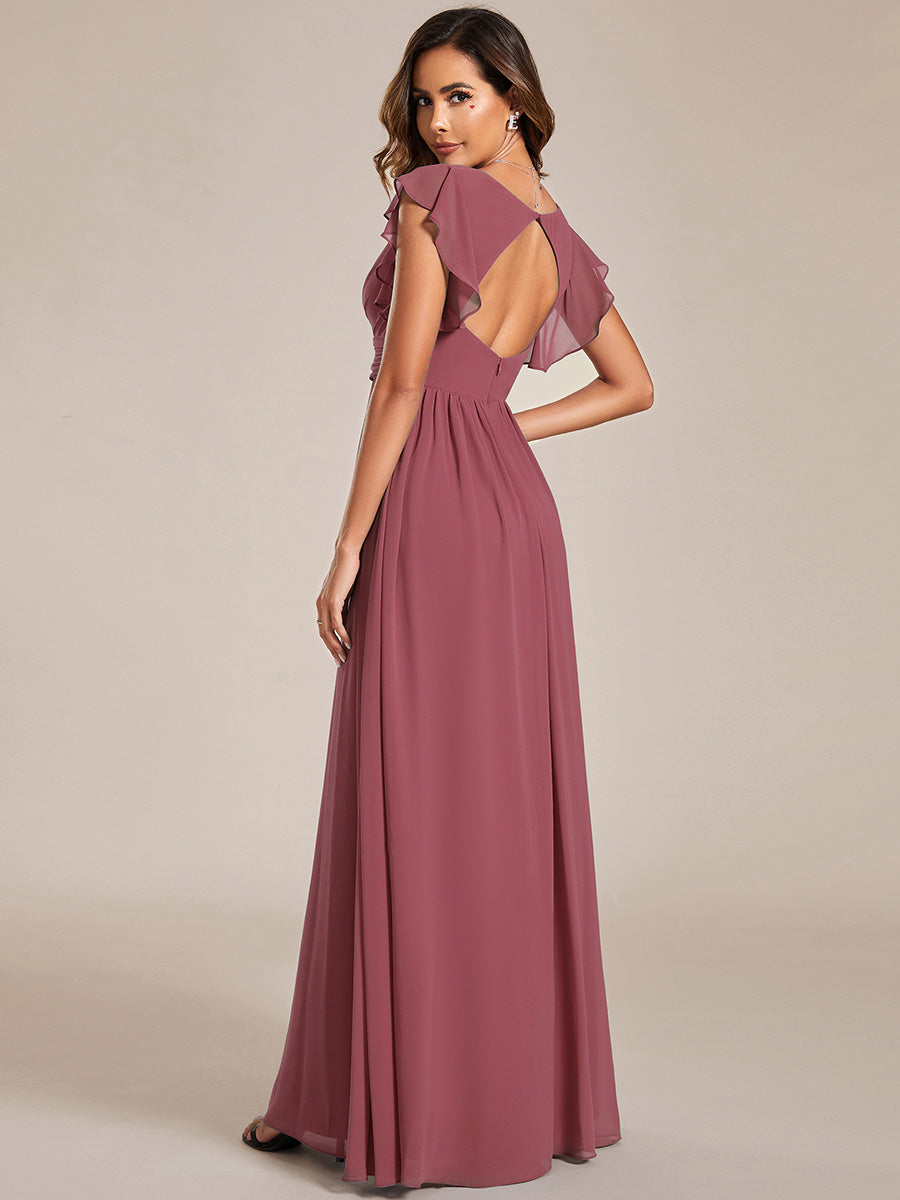 Elegant Open Back Long Chiffon Bridesmaid Dress - Elena Harper