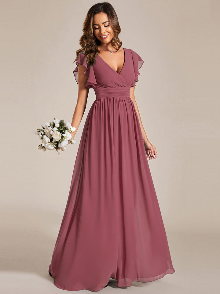 Elegant Open Back Long Chiffon Bridesmaid Dress - Elena Harper