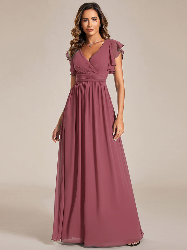 Elegant Open Back Long Chiffon Bridesmaid Dress - Elena Harper