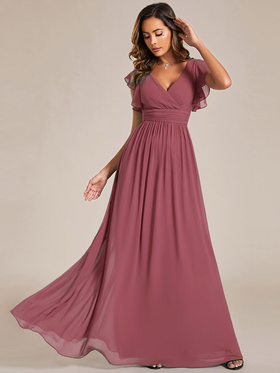 Elegant Open Back Long Chiffon Bridesmaid Dress - Elena Harper