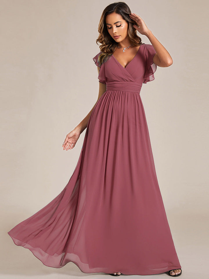 Elegant Open Back Long Chiffon Bridesmaid Dress - Elena Harper