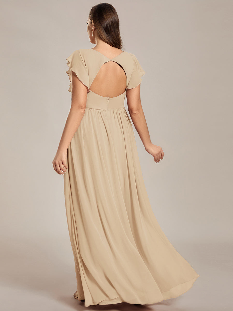 Elegant Open Back Long Chiffon Bridesmaid Dress - Elena Harper