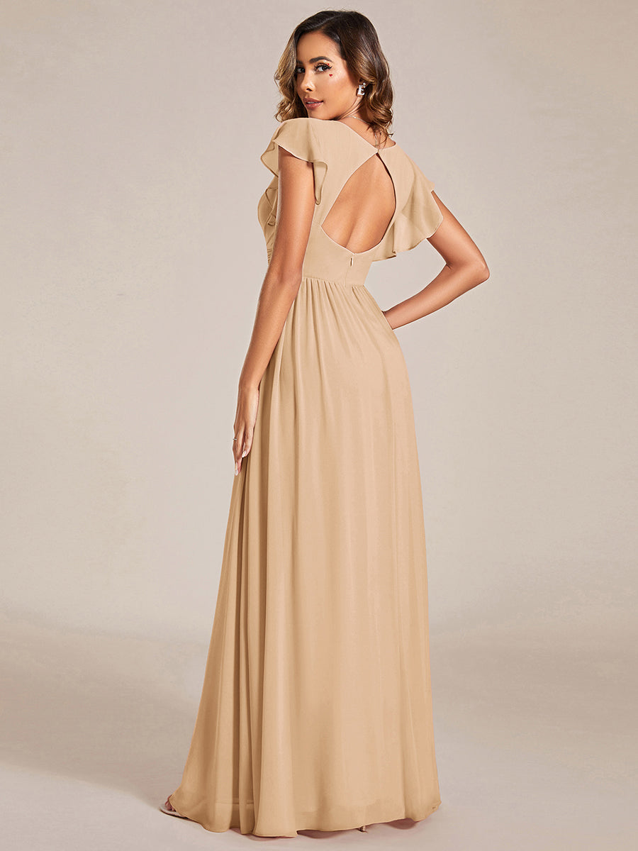 Elegant Open Back Long Chiffon Bridesmaid Dress - Elena Harper