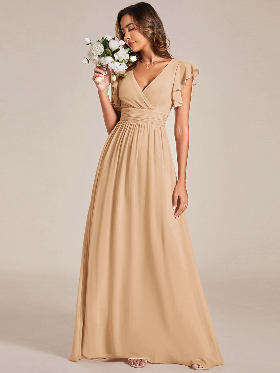 Elegant Open Back Long Chiffon Bridesmaid Dress - Elena Harper