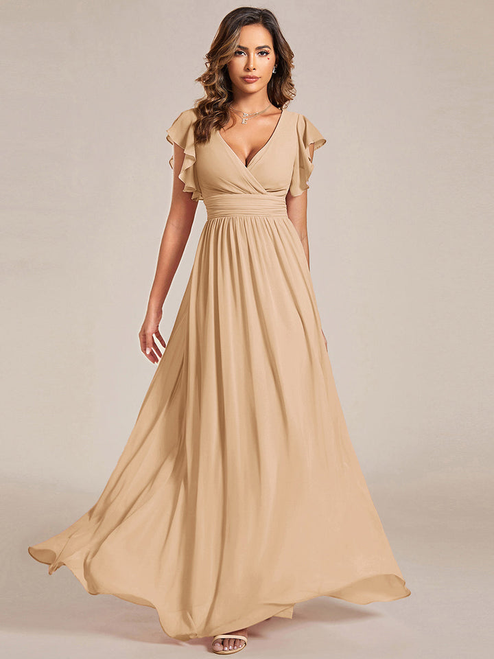 Elegant Open Back Long Chiffon Bridesmaid Dress - Elena Harper