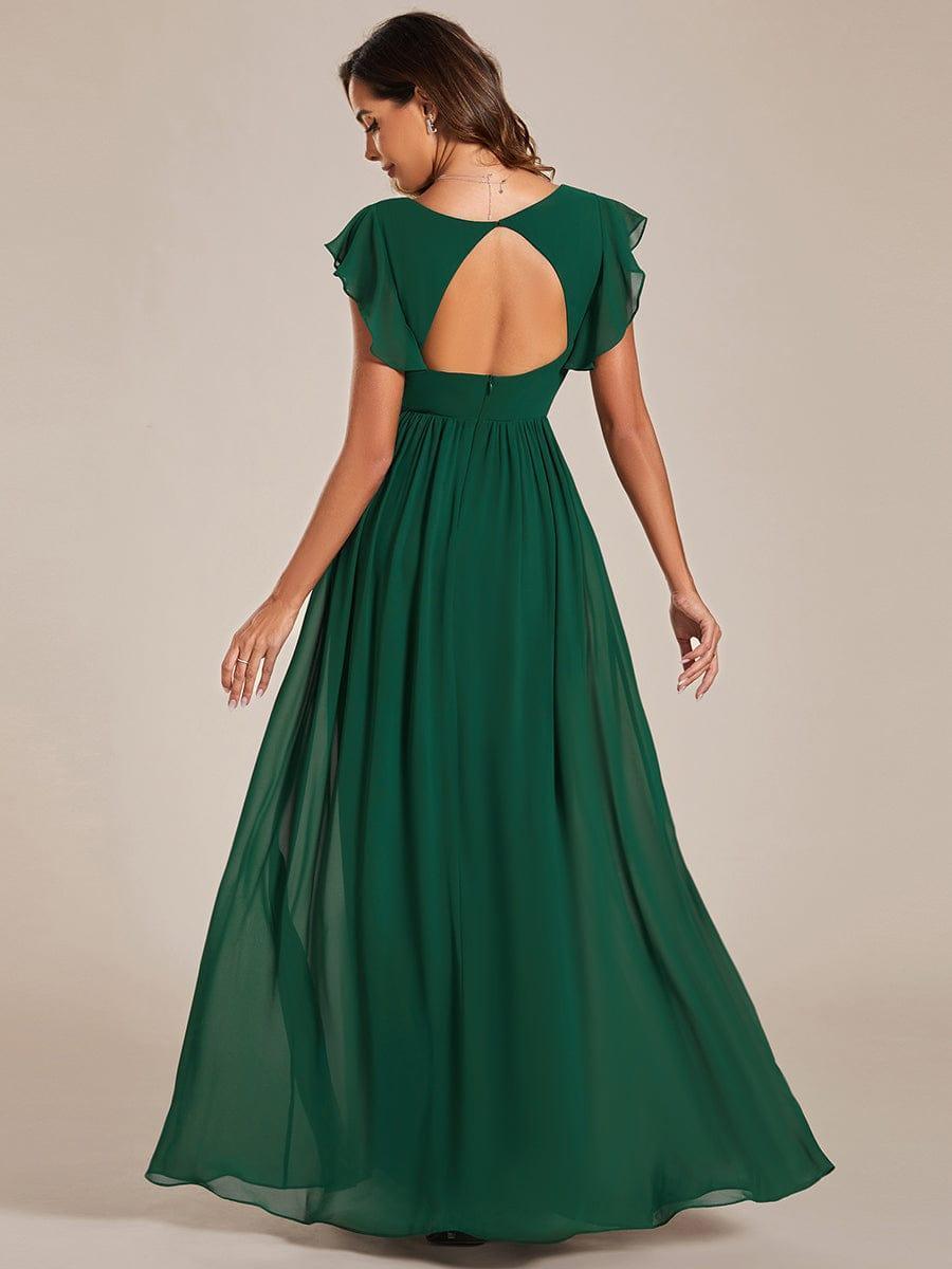 Elegant Open Back Long Chiffon Bridesmaid Dress - Elena Harper