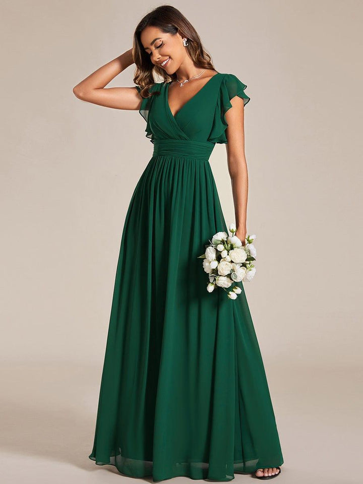 Elegant Open Back Long Chiffon Bridesmaid Dress - Elena Harper
