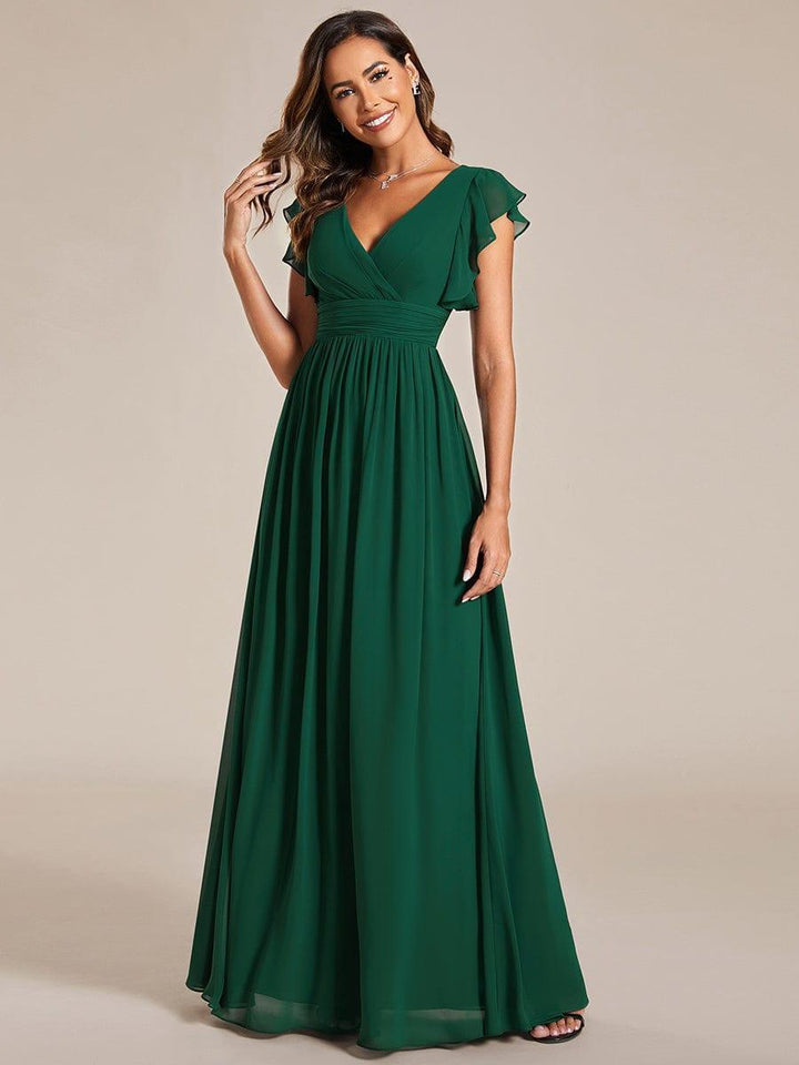 Elegant Open Back Long Chiffon Bridesmaid Dress - Elena Harper