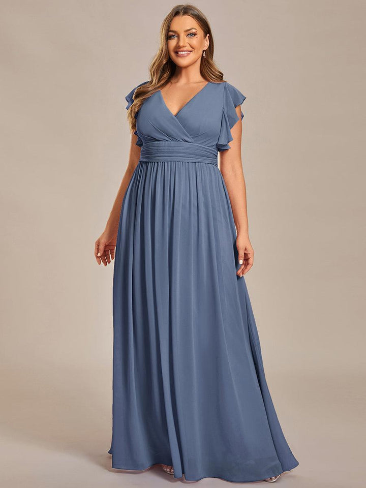 Elegant Open Back Long Chiffon Bridesmaid Dress - Elena Harper