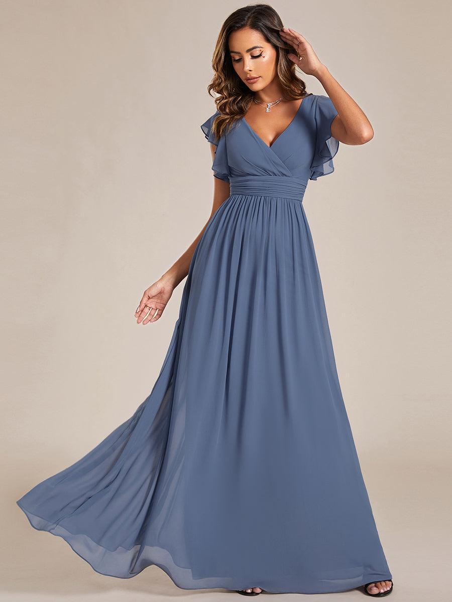Elegant Open Back Long Chiffon Bridesmaid Dress - Elena Harper