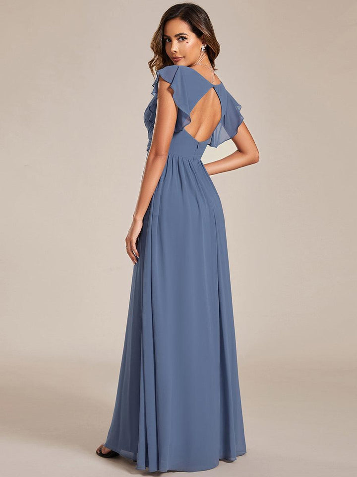 Elegant Open Back Long Chiffon Bridesmaid Dress - Elena Harper