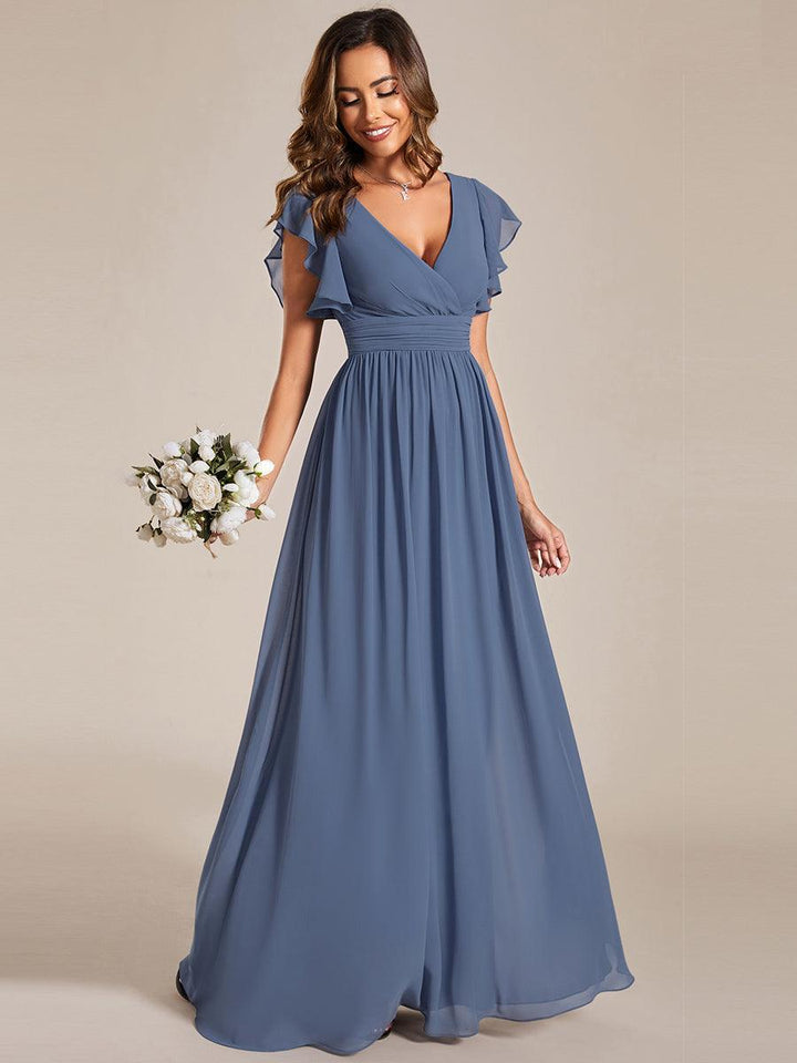 Elegant Open Back Long Chiffon Bridesmaid Dress - Elena Harper