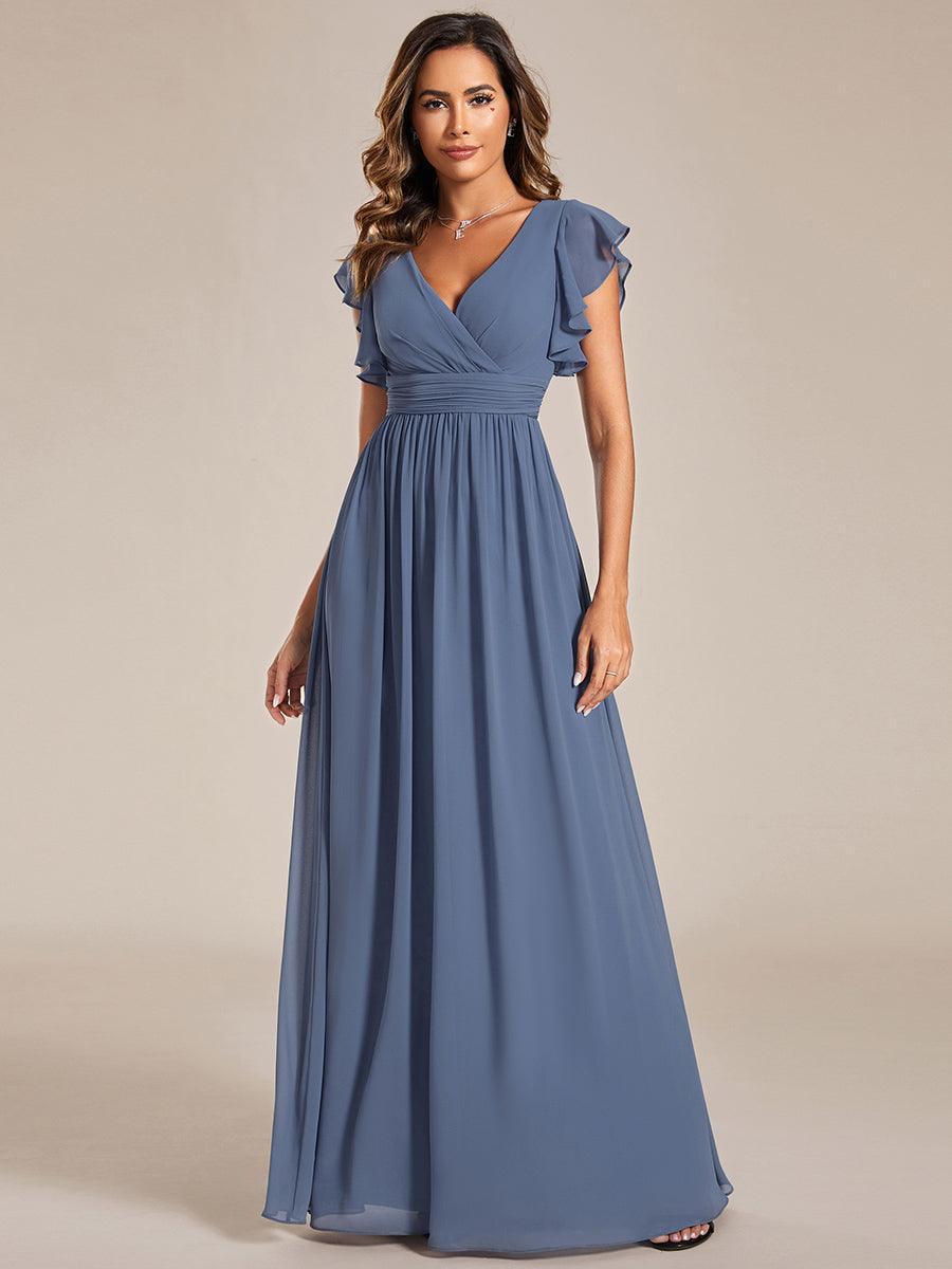 Elegant Open Back Long Chiffon Bridesmaid Dress - Elena Harper
