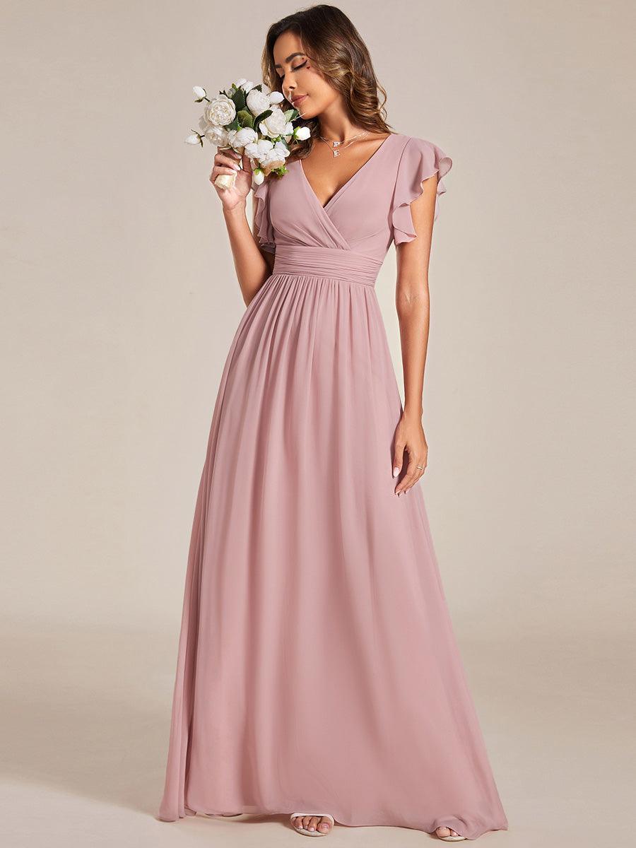 Elegant Open Back Long Chiffon Bridesmaid Dress - Elena Harper