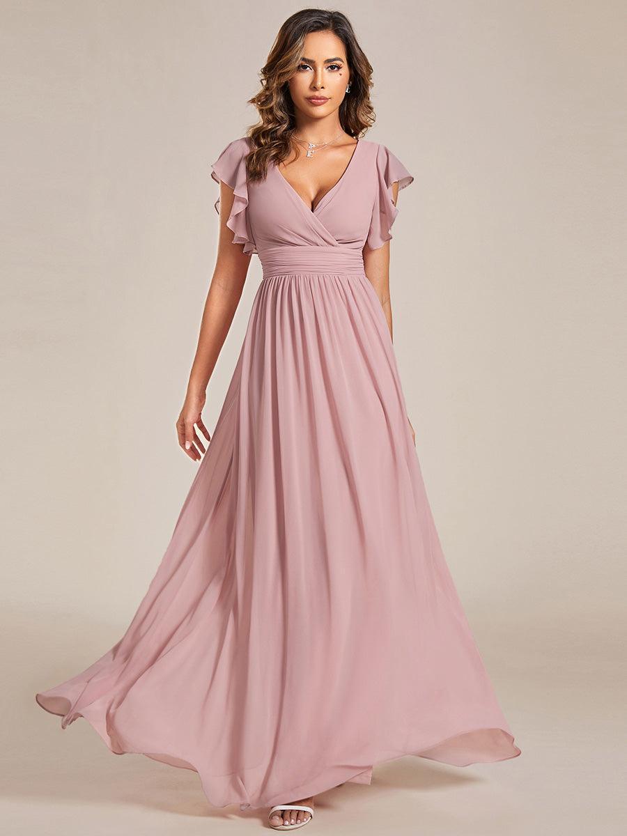 Elegant Open Back Long Chiffon Bridesmaid Dress - Elena Harper