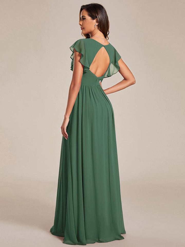 Elegant Open Back Long Chiffon Bridesmaid Dress - Elena Harper