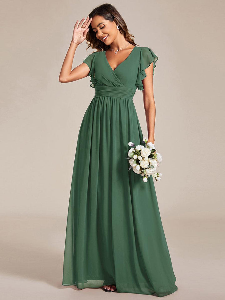 Elegant Open Back Long Chiffon Bridesmaid Dress - Elena Harper