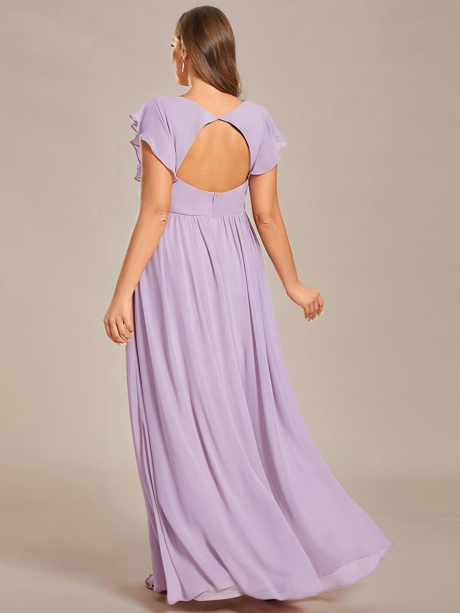 Elegant Open Back Long Chiffon Bridesmaid Dress - Elena Harper