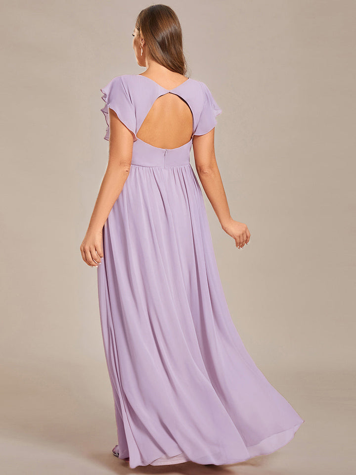 Elegant Open Back Long Chiffon Bridesmaid Dress - Elena Harper