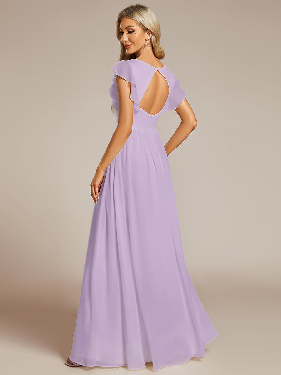 Elegant Open Back Long Chiffon Bridesmaid Dress - Elena Harper