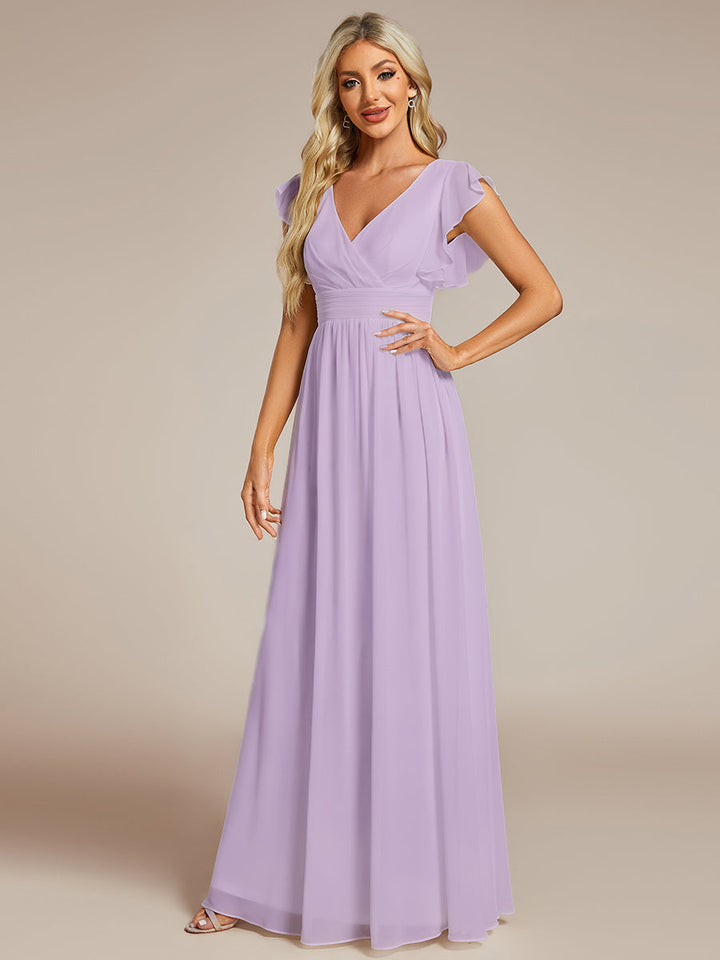 Elegant Open Back Long Chiffon Bridesmaid Dress - Elena Harper