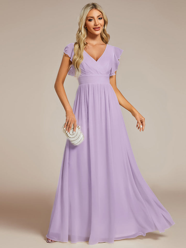 Elegant Open Back Long Chiffon Bridesmaid Dress - Elena Harper