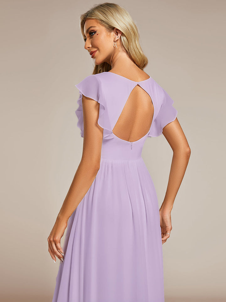 Elegant Open Back Long Chiffon Bridesmaid Dress - Elena Harper