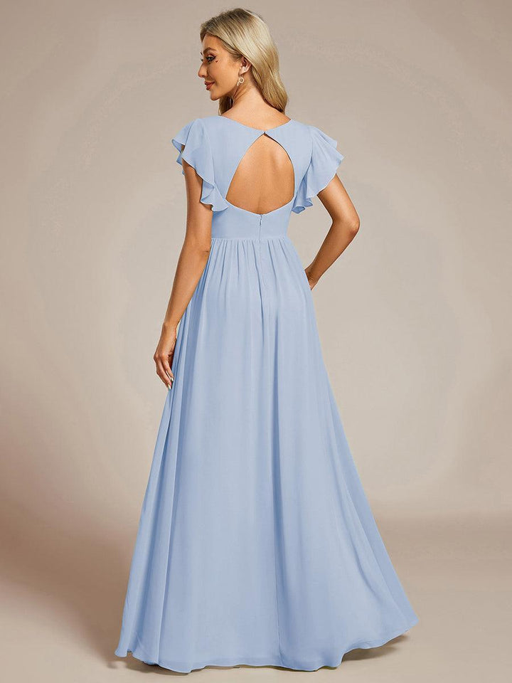 Elegant Open Back Long Chiffon Bridesmaid Dress - Elena Harper