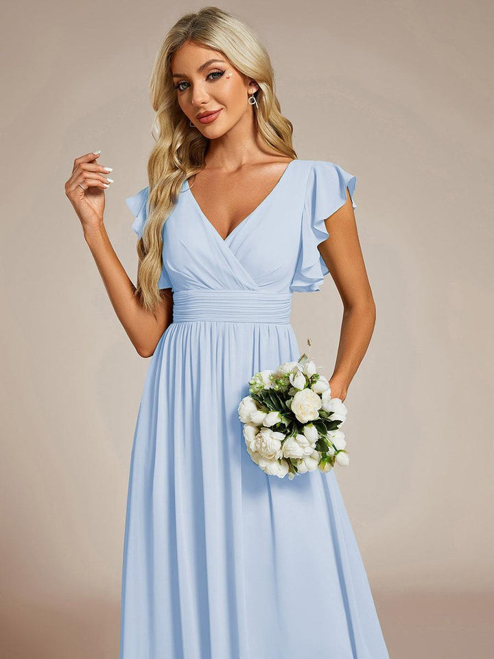 Elegant Open Back Long Chiffon Bridesmaid Dress - Elena Harper