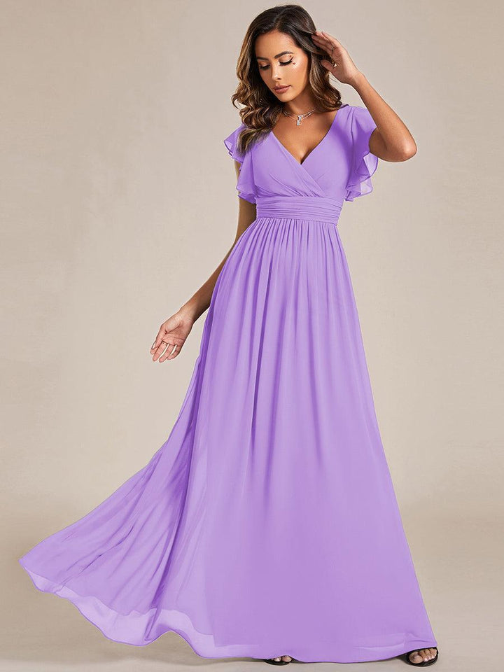 Elegant Open Back Long Chiffon Bridesmaid Dress - Elena Harper