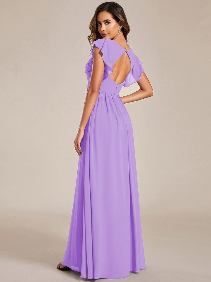 Elegant Open Back Long Chiffon Bridesmaid Dress - Elena Harper