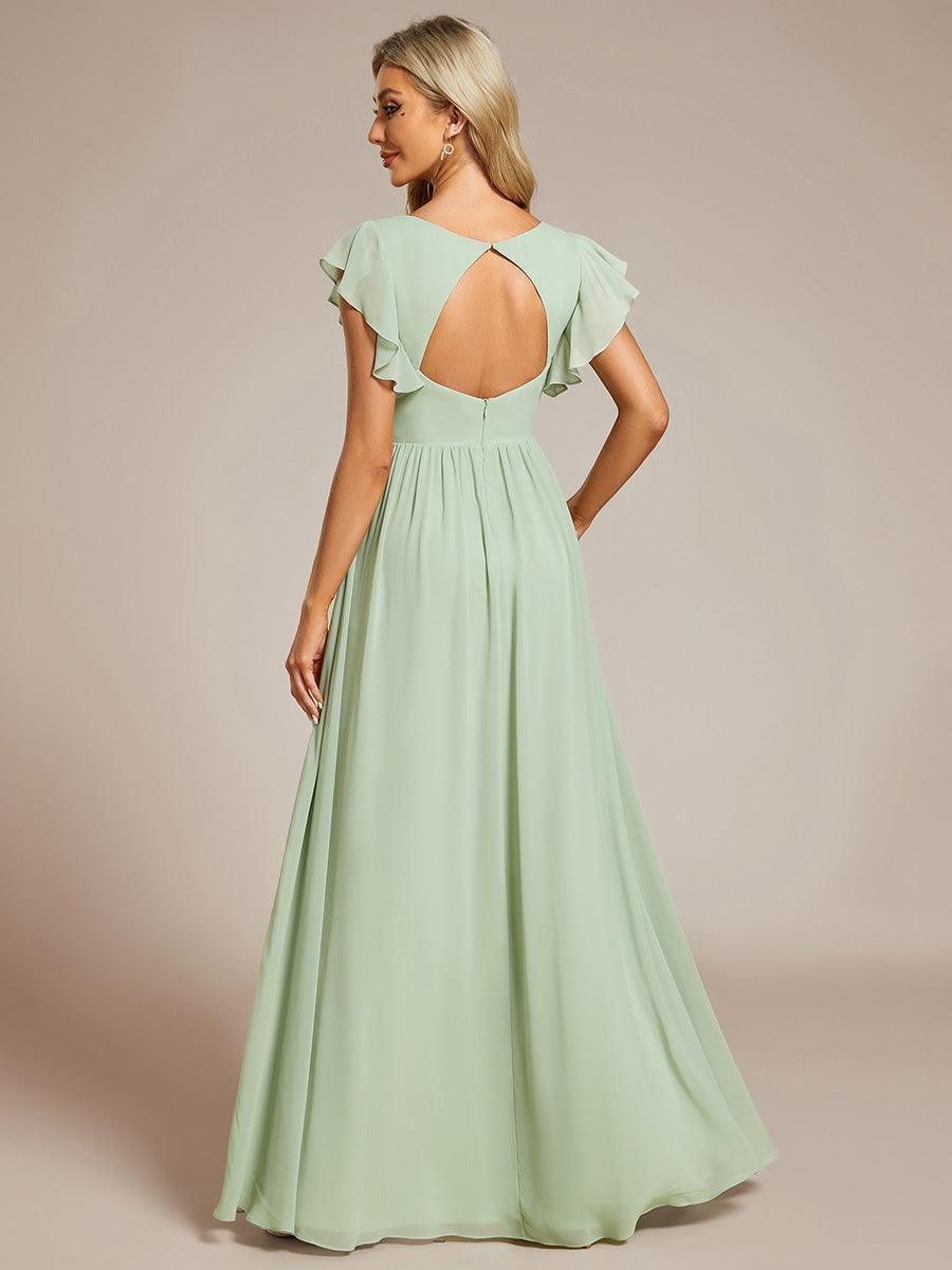 Elegant Open Back Long Chiffon Bridesmaid Dress - Elena Harper