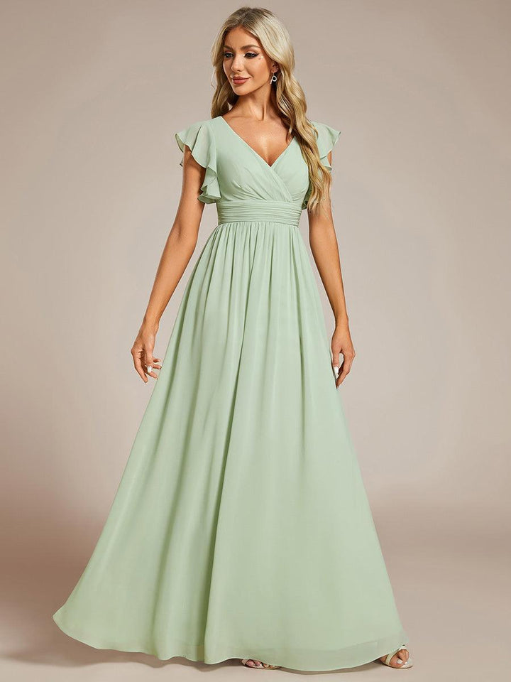 Elegant Open Back Long Chiffon Bridesmaid Dress - Elena Harper